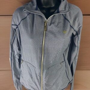 LILLY PULITZER KAPRI Luxletic Zip Up Jacket NAVY Feeder Stripe Size Large